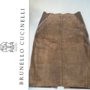 Brunello Cucinelli Tan Midi Skirt